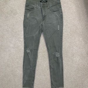 Distressed Olive Green Jeans